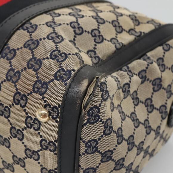 GUCCI GG Canvas Sherry Line Hand Bag Pvc Navy Gold - Picture 10 of 16
